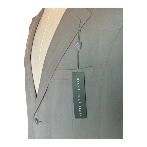 Oscar De La Renta 100 % Sand Washed Pure Silk Men’s Silver J101 Blazer | 44R - Picture 14 of 14